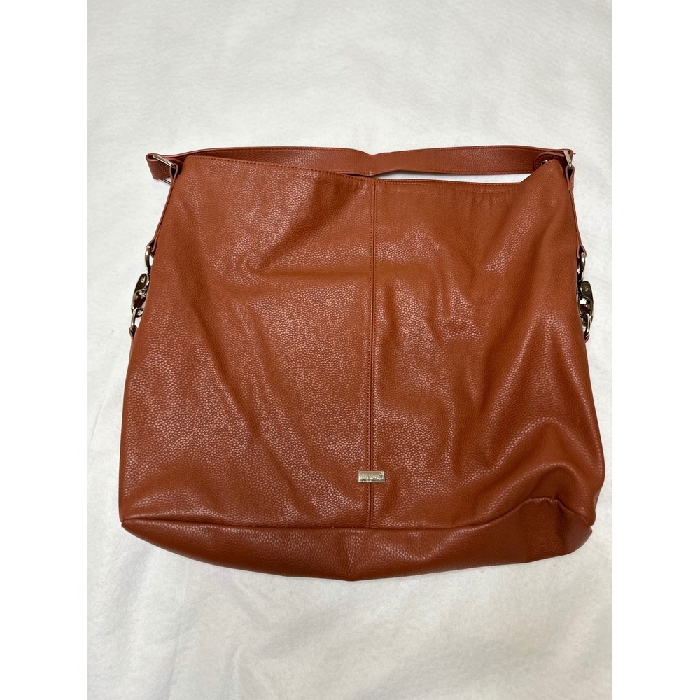 Jewell Hobo Bag Women Large Brown Pebbled Faux Leather Magnetic Good - Picture 2 of 8